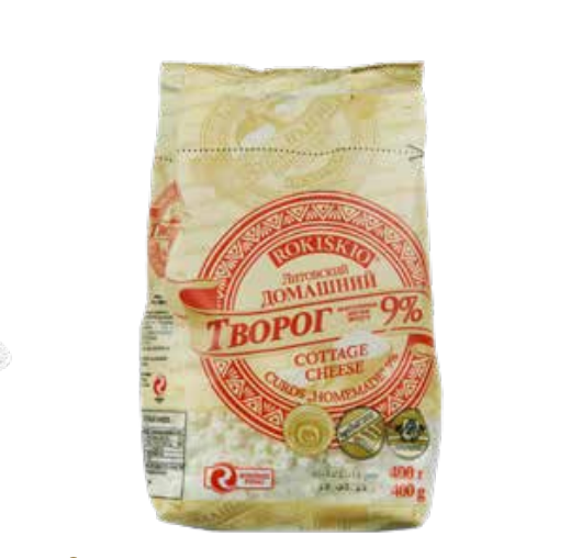 Rokiskio Homestyle Farmer Cheese, 9% fat. 400g.